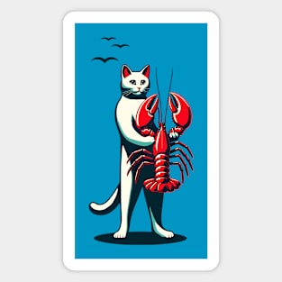 Cat carrying a lobster Magnet